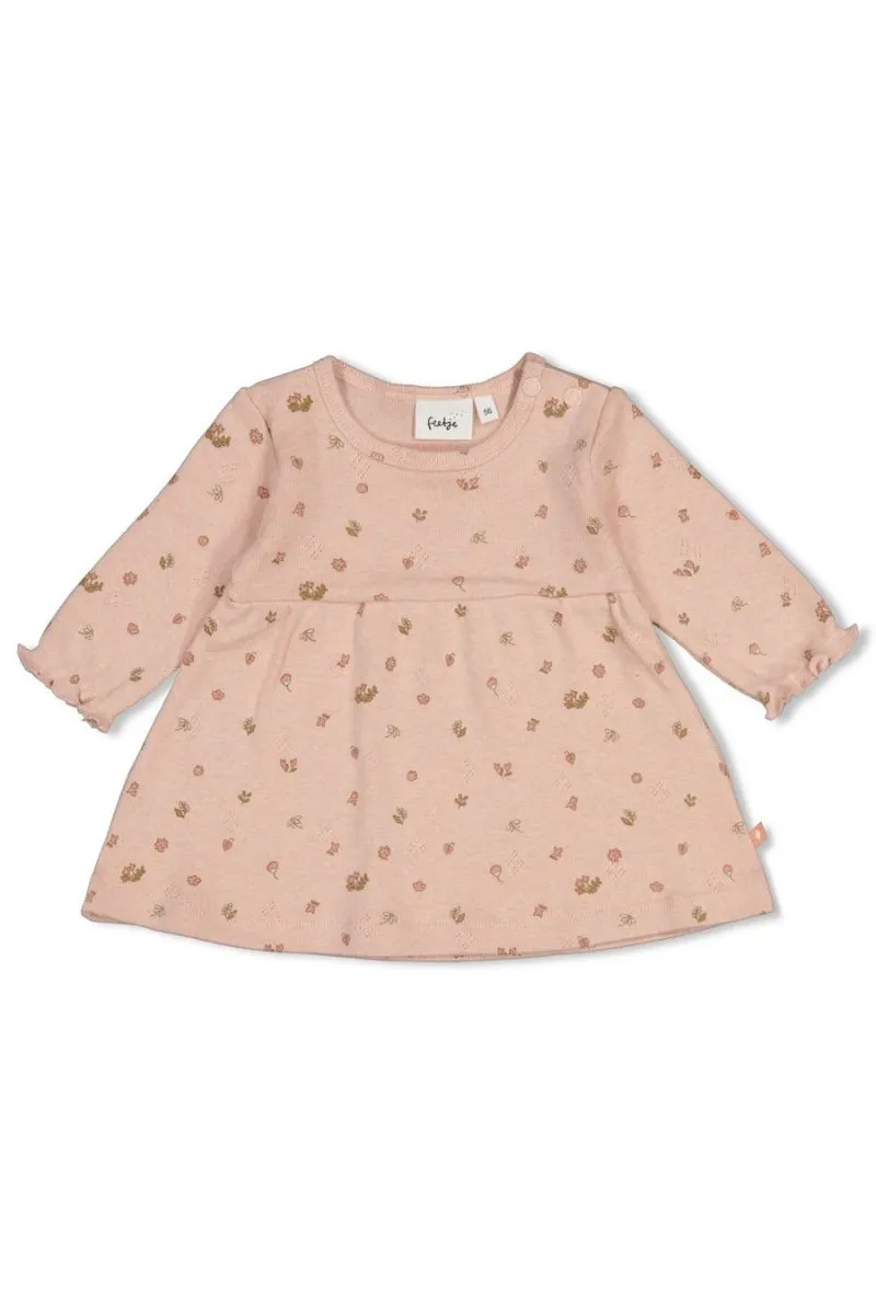 Feetje jurk AOP Fall In Love, roze melange — productfoto